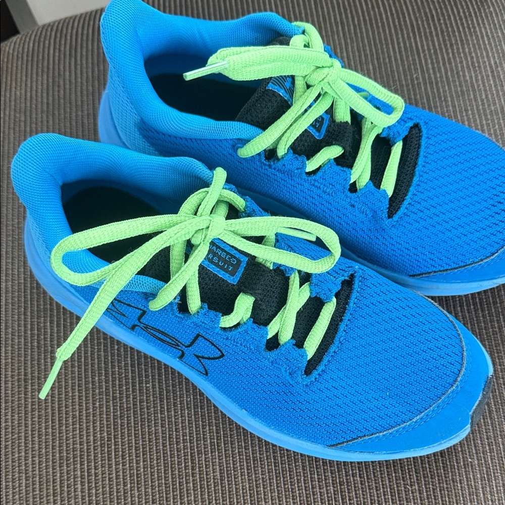 Under Armour Kids Bright Blue Sneakers with Lime Accents